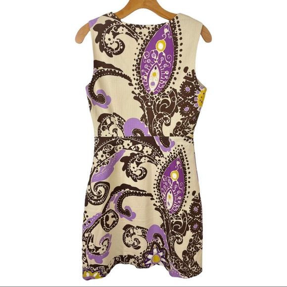 KATE Spade Cream and Purple Floral Paisley Print Sheath Dress Size 4 - Picture 3 of 6